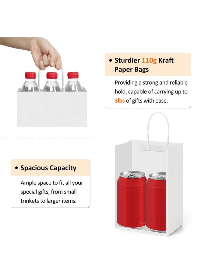 BagDream Small Paper Gift Bags 50Pcs 5.25x3x8 Inches Kraft Paper Bags Party Favor Bags Shopping Bags Kraft Bags White Paper Gift Bags with Handles Bulk