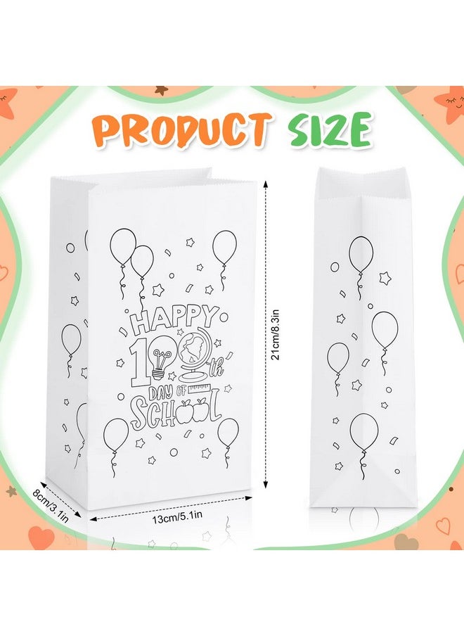 30 Pcs Happy 100th Day of School Paper Bags 100th Day White Paper Bags White Paper Lunch Bags Back to School Goodie Bags for Kids Students 100th Day Activities Gifts Craft Bags Classroom Supplies