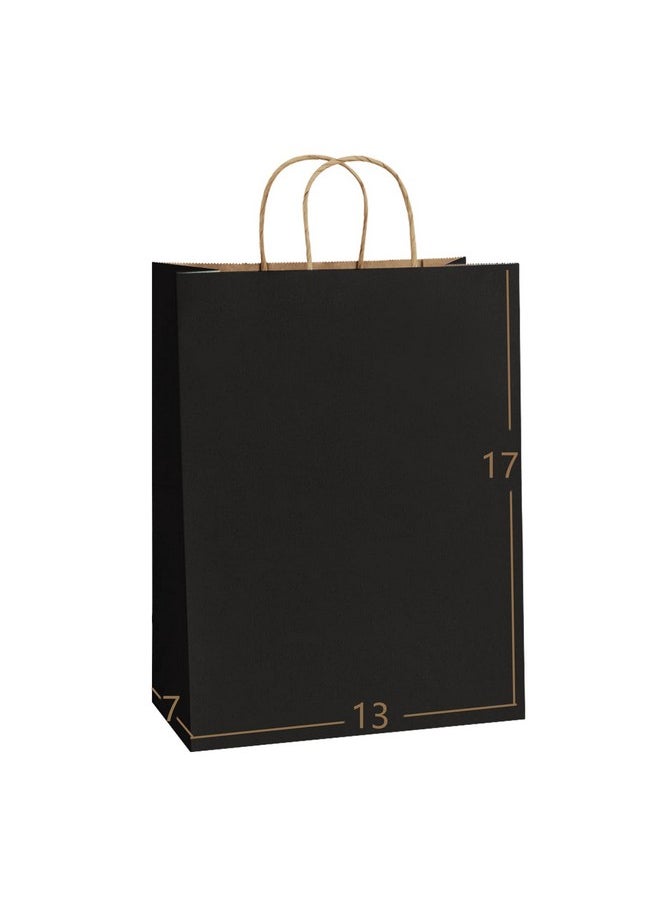 BagDream 13x7x17 Gift Bags 50ct Paper Party Favor Gift Bags, Shopping Retail Merchandise Bags, Recycled Black Kraft Paper Bags with Handles Bulk