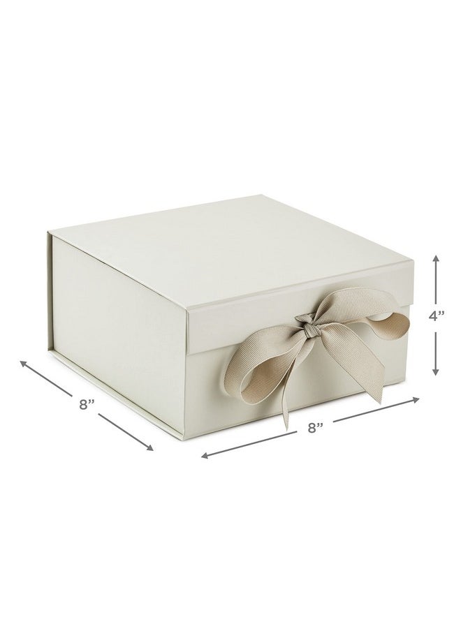 Hallmark Medium Gift Boxes with Bow and Shredded Paper Fill, Pack of 2 (Antique White 8 inch Box) for Weddings, Bridal Showers, Graduations, Birthdays, Bridesmaids Gifts, All Occasion