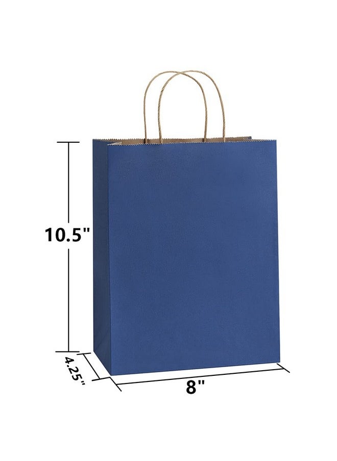 BagDream 50Pcs Gift Bags 8x4.25x10.5 Paper Gift Bags with Handles Bulk, Paper Bags, Shopping Bags, Kraft Bags, Retail Bags, Party Bags Navy Blue