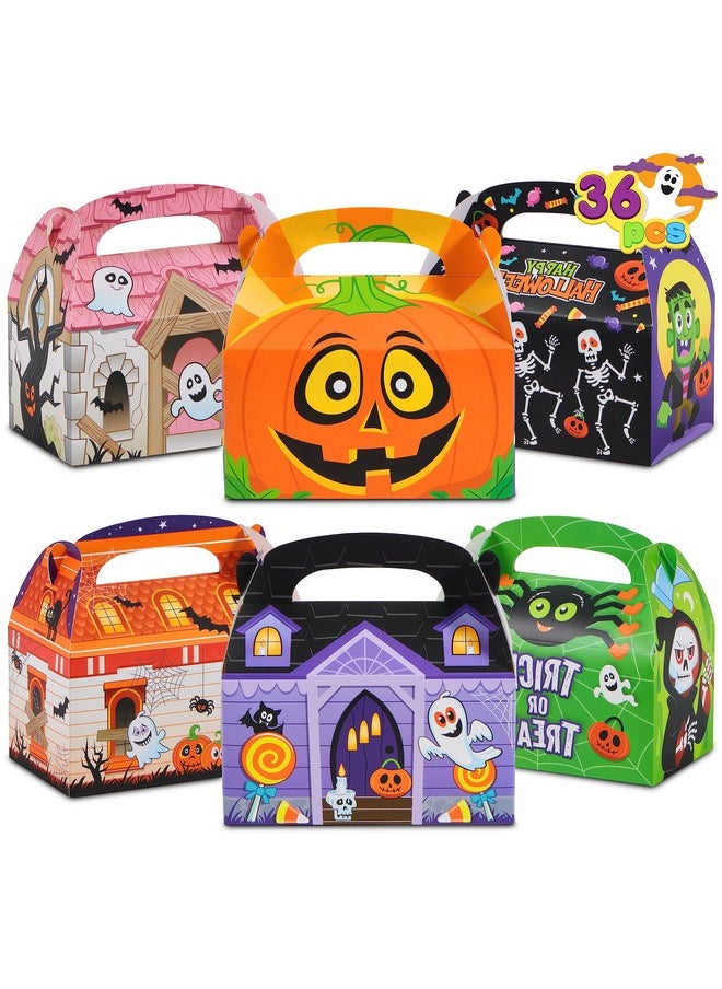 JOYIN 36 PCS Halloween Cardboard Treat Boxes Trick or Treat Candy Boxes Cookies Goodie Bags for Halloween Party Favor Supplies, Classroom Exchange Goody Bags