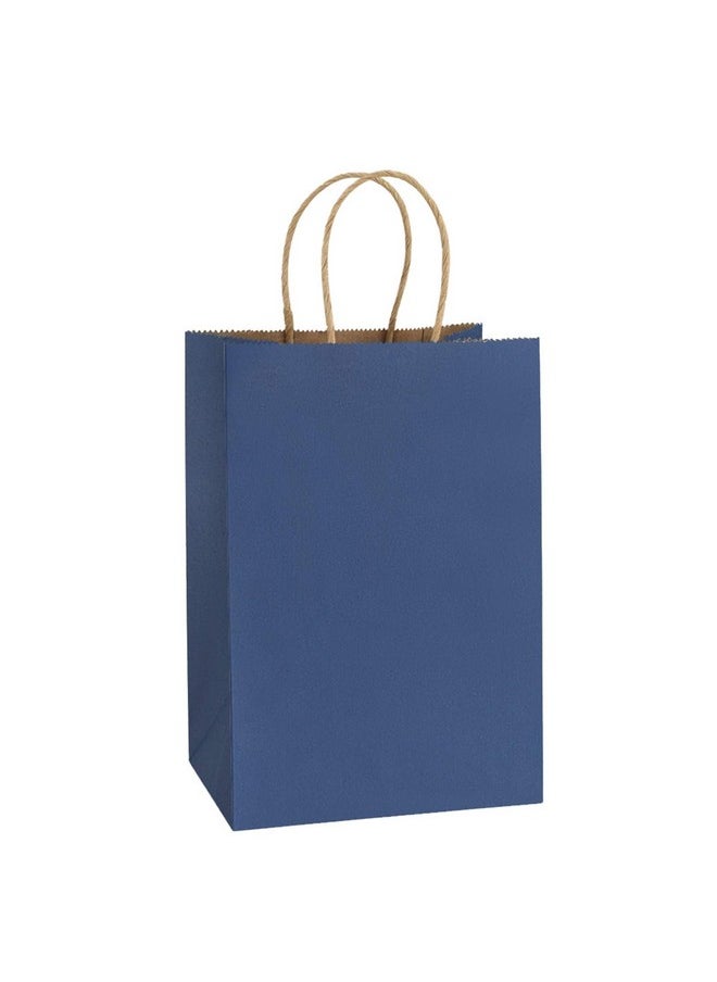 BagDream Kraft Paper Bags 25Pcs 5.25x3x8 Inches Small Paper Gift Bags Shopping Bags, Kraft Bags, Party Bags, Navy Blue Paper Bags with Handles