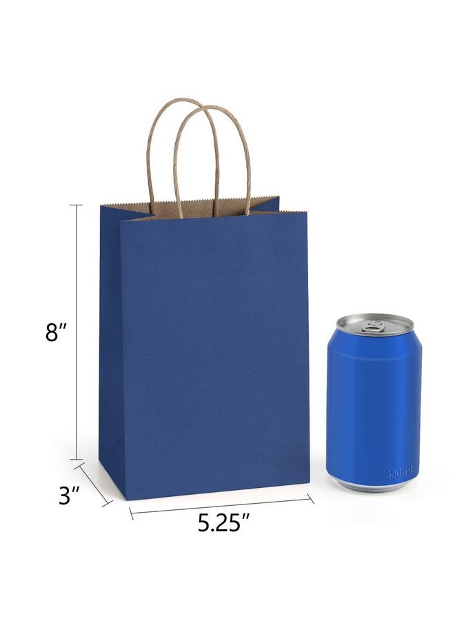 BagDream Kraft Paper Bags 25Pcs 5.25x3x8 Inches Small Paper Gift Bags Shopping Bags, Kraft Bags, Party Bags, Navy Blue Paper Bags with Handles