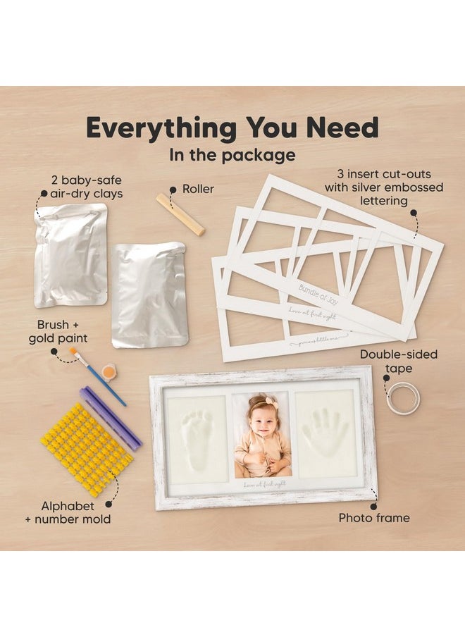 Baby Hand and Footprint Kit - Baby Footprint Kit, Newborn Keepsake Frame, Baby Handprint Kit, Personalized Baby Gifts, Nursery Decor, Baby Shower Gifts for Girls Boys(Vintage White)