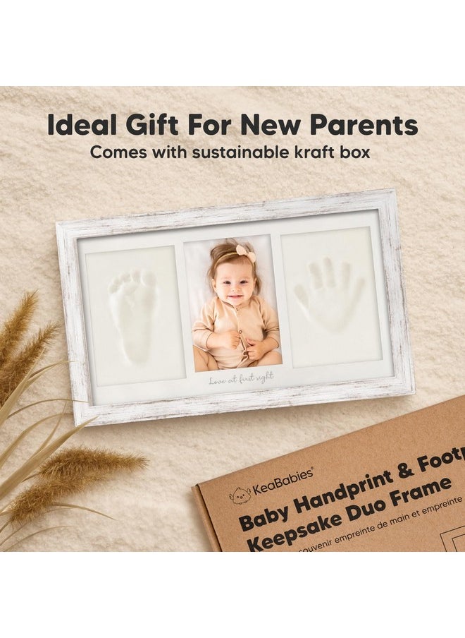 Baby Hand and Footprint Kit - Baby Footprint Kit, Newborn Keepsake Frame, Baby Handprint Kit, Personalized Baby Gifts, Nursery Decor, Baby Shower Gifts for Girls Boys(Vintage White)