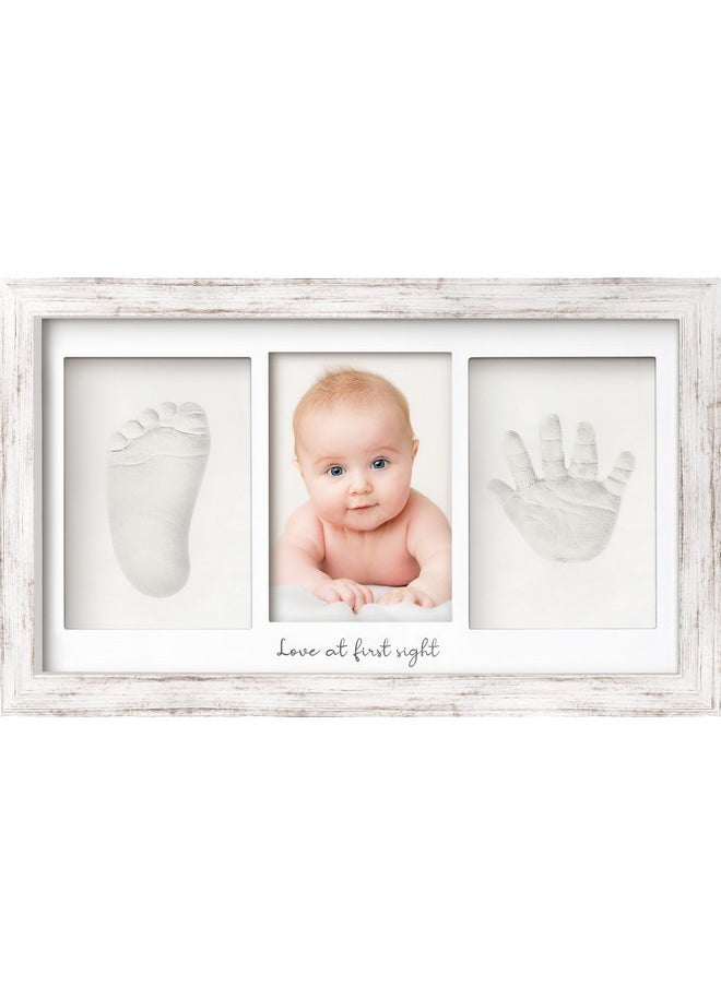 Baby Hand and Footprint Kit - Baby Footprint Kit, Newborn Keepsake Frame, Baby Handprint Kit, Personalized Baby Gifts, Nursery Decor, Baby Shower Gifts for Girls Boys(Vintage White)