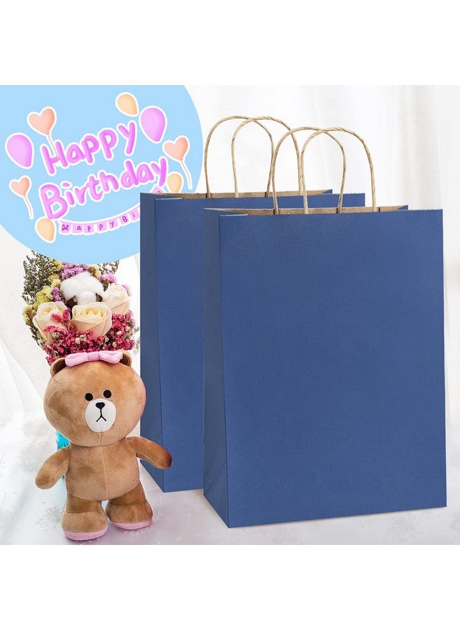 BagDream Gift Bags 50 Pack 10x5x13 Navy Blue Kraft Paper Bags Gift Bags with Handles, Retail Merchandise Bags Wedding Party Favor Bags Bulk Recycled Shopping Paper Bags Sacks