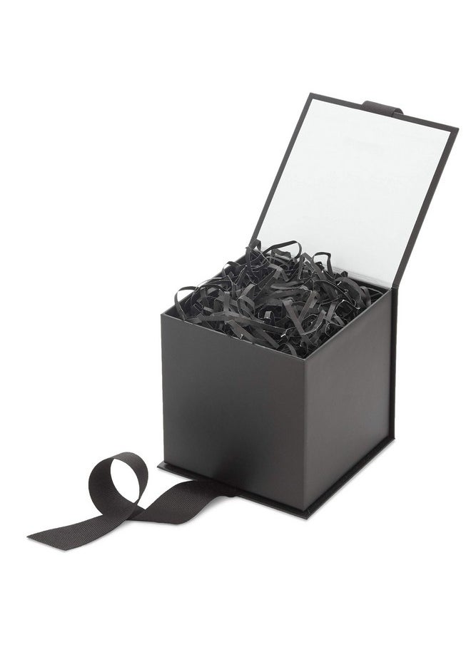 Hallmark Small Gift Box with Bow and Shredded Paper Fill (Black 4 inch Gift Box) for Weddings, Graduations, Birthdays, Father's Day, Groomsmen Gifts, All Occasion