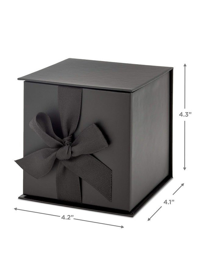 Hallmark Small Gift Box with Bow and Shredded Paper Fill (Black 4 inch Gift Box) for Weddings, Graduations, Birthdays, Father's Day, Groomsmen Gifts, All Occasion