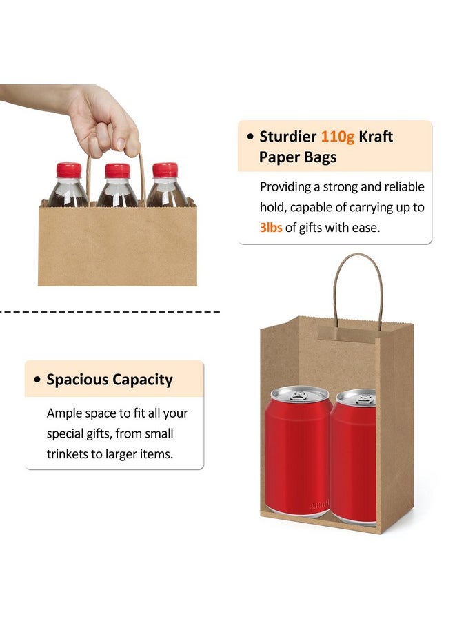 BagDream Kraft Paper Bags 25Pcs 5.25x3x8 Inches Small Paper Gift Bags with Handles Party Favor Bags Shopping Bags Brown Gift Bags Paper Sacks