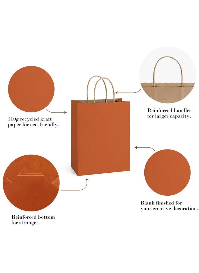 BagDream Gift Bags 8x4.25x10.5 IN 100Ct Kraft Paper Gift Bags with Handles Bulk, Halloween Party Favor Retail Shopping Craft Bags (Orange)