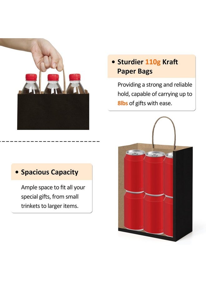 BagDream Gift Bags 8x4.25x10.5 25Pcs Black Kraft Paper Bags, Paper Gift Bags with Handles, Paper Shopping Bags Wedding Birthday Party Favor Bags Merchandise Retail Bags Sacks