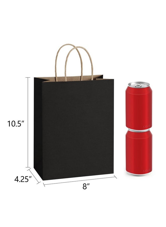 BagDream Gift Bags 8x4.25x10.5 25Pcs Black Kraft Paper Bags, Paper Gift Bags with Handles, Paper Shopping Bags Wedding Birthday Party Favor Bags Merchandise Retail Bags Sacks