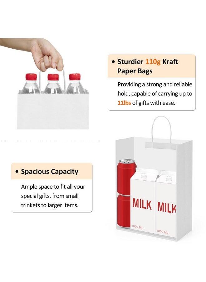 BagDream Gift Bags 10x5x13 25Pcs White Paper Bags Gift Bags with Handles Bulk Shopping Bags, Merchandise Bags, Retail Bags, Party Favor Bags, 100% Recyclable Paper Bags Sacks