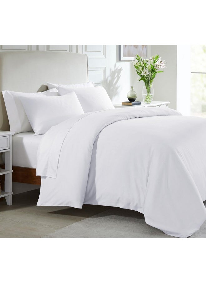 California Design Den 3-Pc 100% Cotton Duvet Cover Set Oversized King, 400 Thread Count Cool Bedding Set, Premium Smooth Sateen Weave, Button Closure and Corner Ties (White, Oversized King)