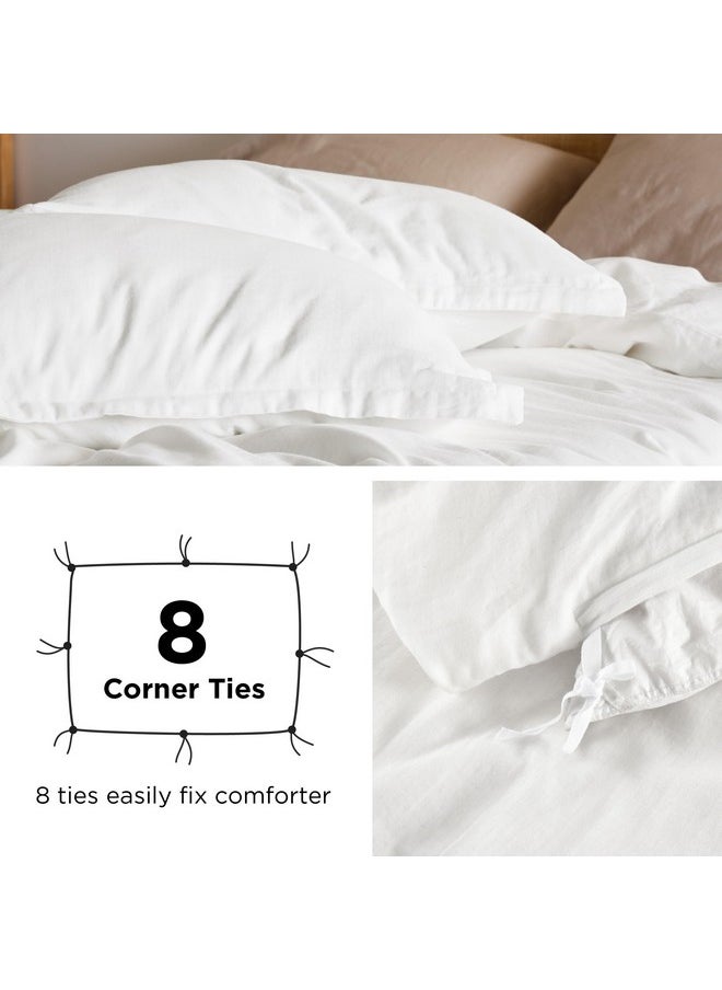 Bedsure 100% Muslin Cotton Duvet Cover King Size - Ultra-Soft, Breathable & Lightweight - Linen Like Gauze Comforter Cover Set with Zipper Closure and Corner Ties (White, King, 104