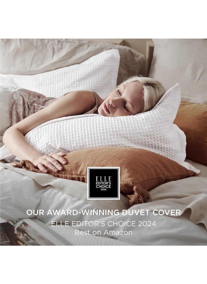 Bedsure Cotton Duvet Cover Queen - 100% Cotton Waffle Weave Coconut White Duvet Cover Queen Size, Soft and Breathable Queen Duvet Cover Set for Gifts (Queen, 90