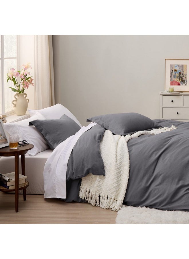 Bedsure Dark Grey California King Duvet Cover - Soft Prewashed Cal King Duvet Cover Set, 3 Pieces, 1 Duvet Cover 104x98 Inches with Zipper Closure and 2 Pillow Shams, Comforter Not Included