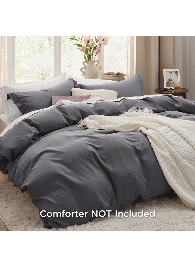 Bedsure Dark Grey California King Duvet Cover - Soft Prewashed Cal King Duvet Cover Set, 3 Pieces, 1 Duvet Cover 104x98 Inches with Zipper Closure and 2 Pillow Shams, Comforter Not Included