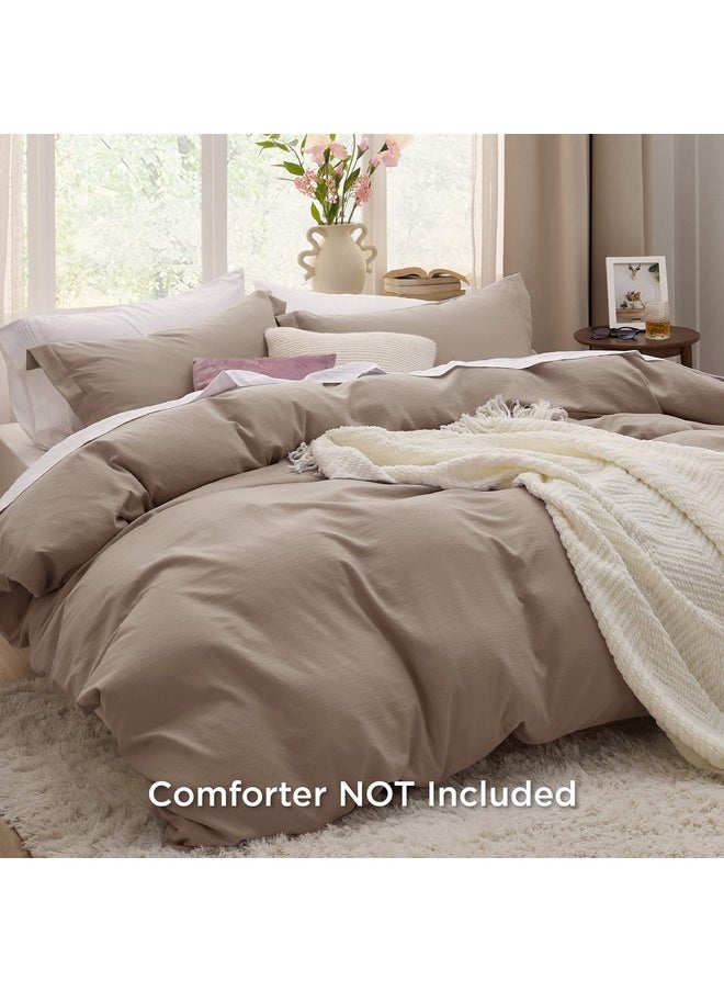 Bedsure Khaki California King Duvet Cover - Soft Prewashed Cal King Duvet Cover Set, 3 Pieces, 1 Duvet Cover 104x98 Inches with Zipper Closure and 2 Pillow Shams, Comforter Not Included