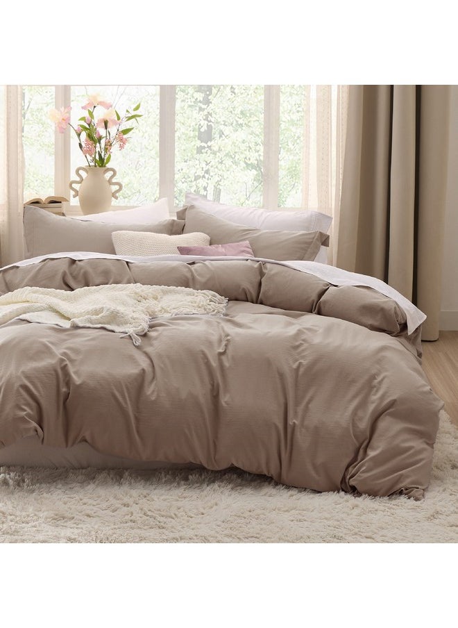 Bedsure Khaki California King Duvet Cover - Soft Prewashed Cal King Duvet Cover Set, 3 Pieces, 1 Duvet Cover 104x98 Inches with Zipper Closure and 2 Pillow Shams, Comforter Not Included