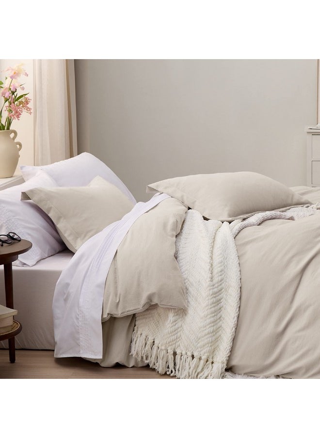 Bedsure Oversized Queen Duvet Cover - Soft Prewashed Oversized Queen Duvet Cover Set, 3 Pieces, 1 Duvet Cover 98x98 Inches with Zipper Closure and 2 Pillow Shams, Linen, Comforter Not Included