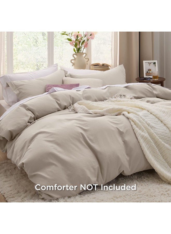 Bedsure Oversized Queen Duvet Cover - Soft Prewashed Oversized Queen Duvet Cover Set, 3 Pieces, 1 Duvet Cover 98x98 Inches with Zipper Closure and 2 Pillow Shams, Linen, Comforter Not Included