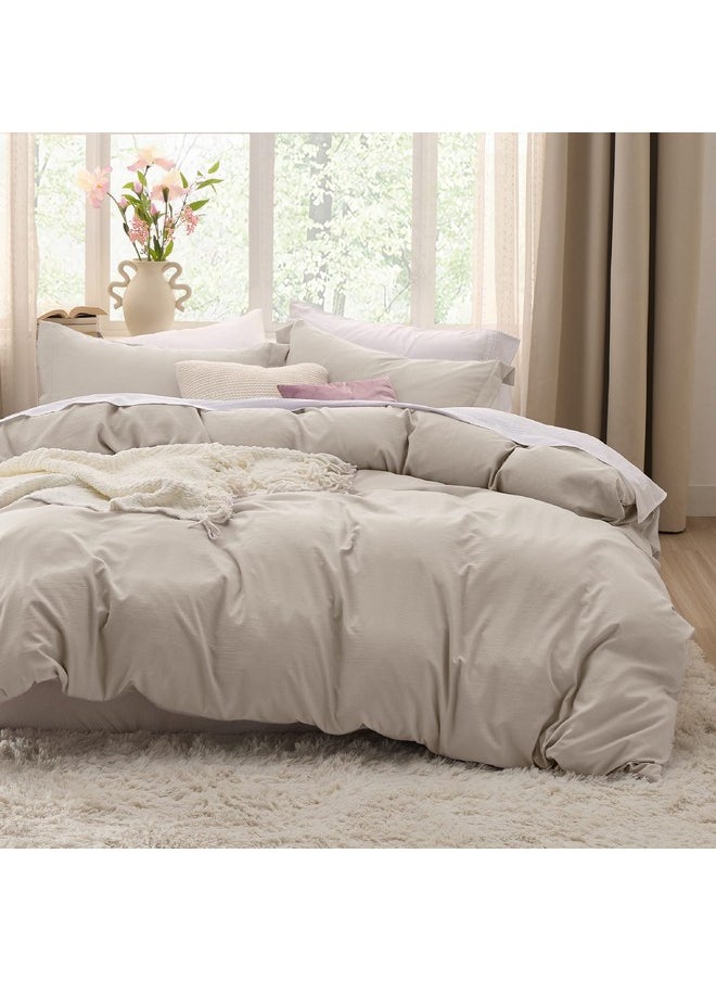 Bedsure Oversized Queen Duvet Cover - Soft Prewashed Oversized Queen Duvet Cover Set, 3 Pieces, 1 Duvet Cover 98x98 Inches with Zipper Closure and 2 Pillow Shams, Linen, Comforter Not Included