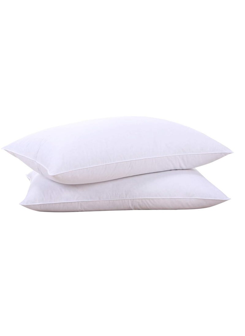 puredown® Goose Feathers and Down White Pillows with 100% Cotton Cover, Bed Sleeping Hotel Collection Pillows Set of 2, Standard Size