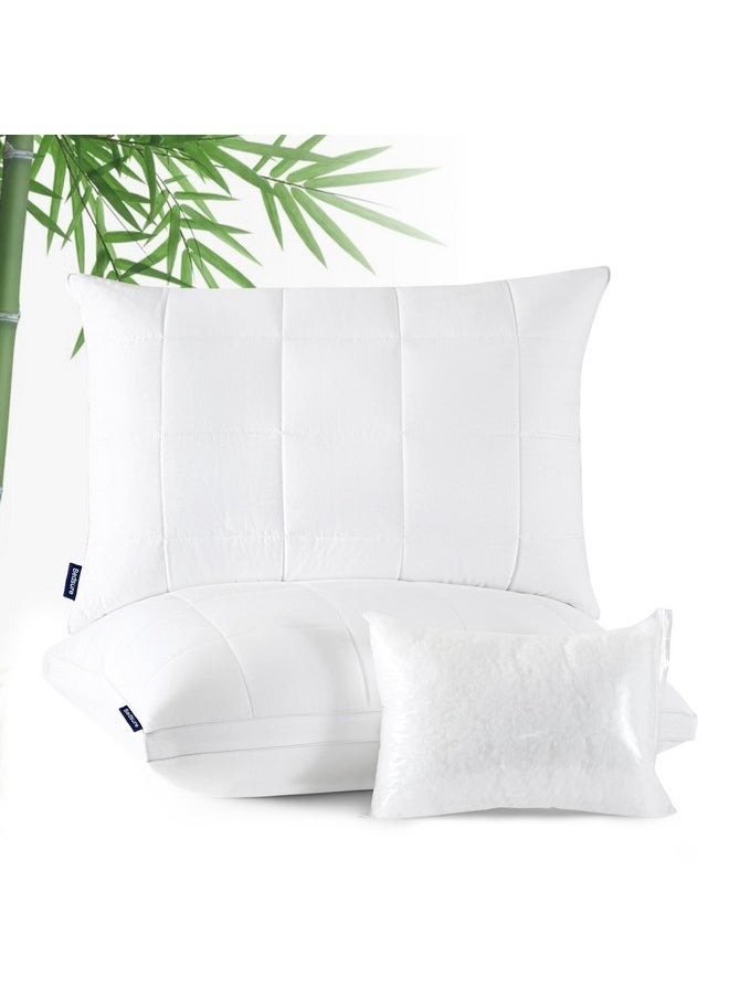 Bedsure Pillows Queen Size Set of 2, Cooling Pillows Rayon Derived from Bamboo, Adjustable Gusseted Queen Pillows with Down Alternative Filling, Fluffy Soft Pillows for Back Stomach Side Sleepers