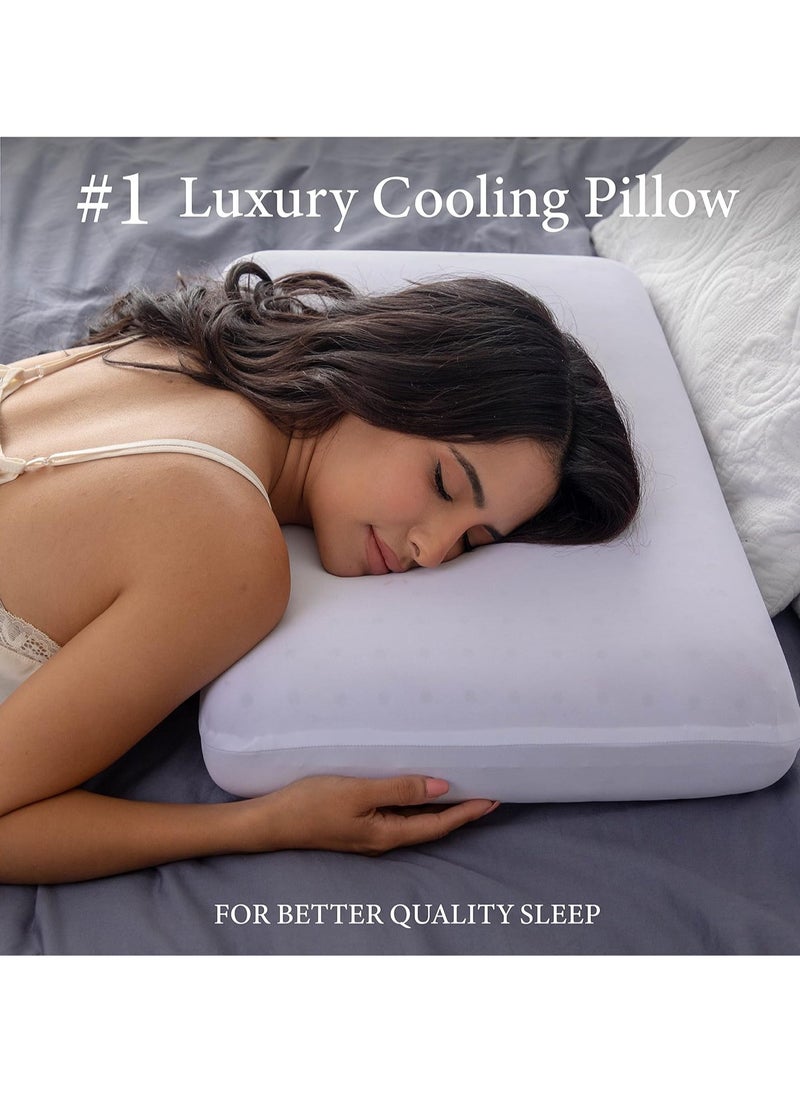 Pharmedoc Cooling Memory Foam Pillows, 2 Pack, Ventilated Lilac Dreamer Bed Pillow, Reading and Bed Rest Pillows, Standard, Back Sleeper and Side Sleeper Support, Sleeping Pillows for Adults