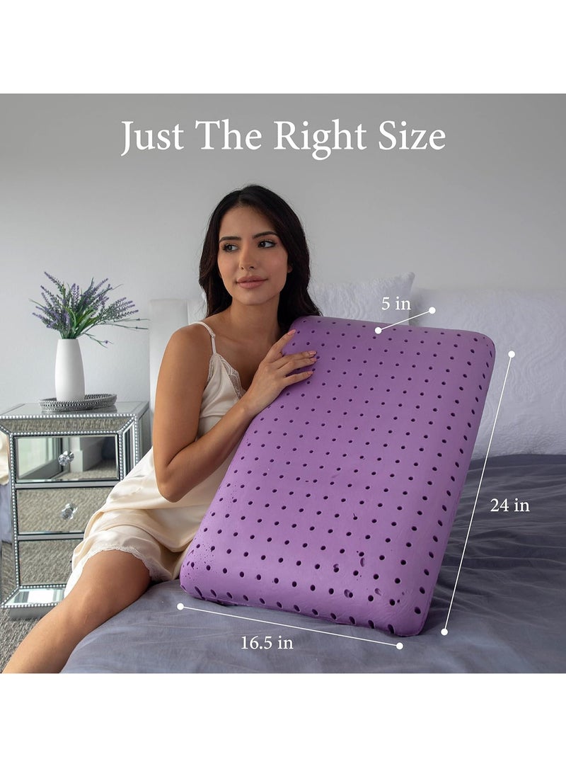 Pharmedoc Cooling Memory Foam Pillows, 2 Pack, Ventilated Lilac Dreamer Bed Pillow, Reading and Bed Rest Pillows, Standard, Back Sleeper and Side Sleeper Support, Sleeping Pillows for Adults