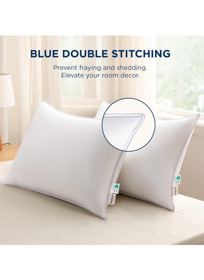 Bedsure Soft Pillows Queen Size Set of 2 - Prewashed Cotton-Like Fluffy Pillows 2 Pack, Queen Pillows Set of 2 with Breathable Cover & Down Alternative Filling for Back, Side or Stomach Sleepers