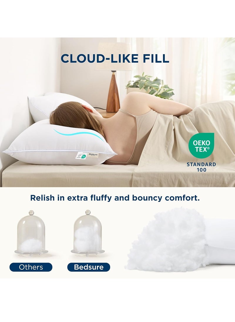 Bedsure Soft Pillows Queen Size Set of 2 - Prewashed Cotton-Like Fluffy Pillows 2 Pack, Queen Pillows Set of 2 with Breathable Cover & Down Alternative Filling for Back, Side or Stomach Sleepers