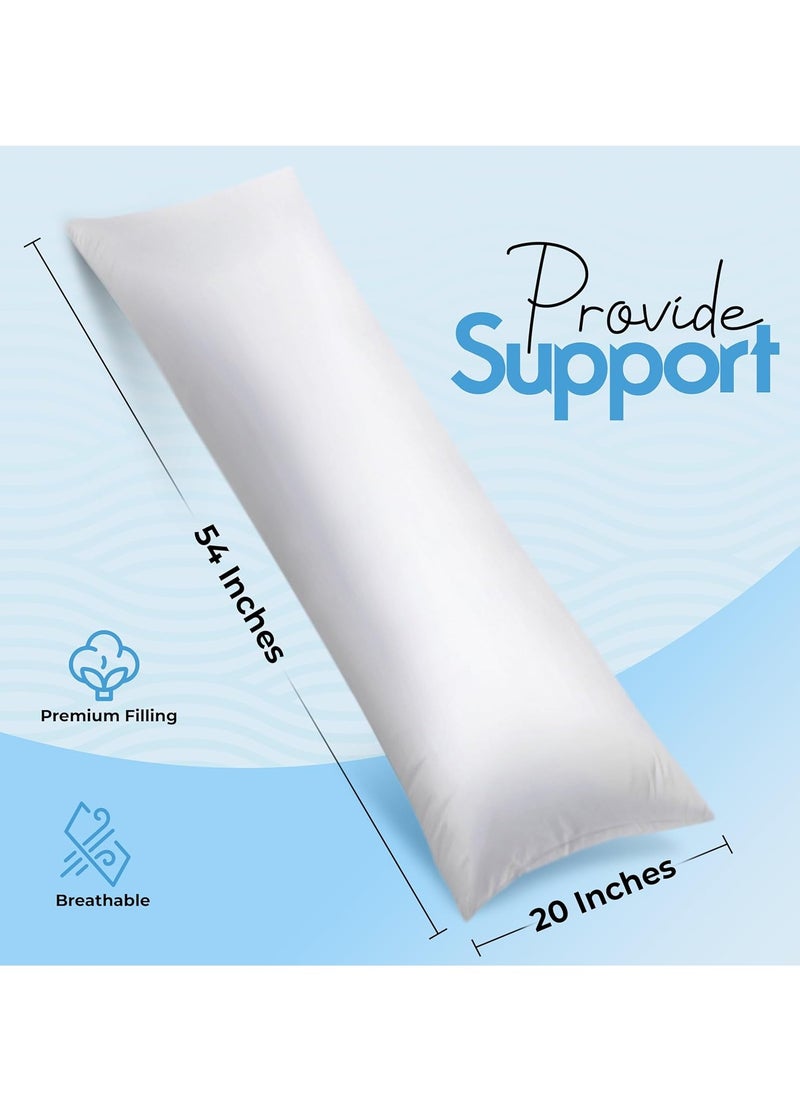 Utopia Bedding Full Body Pillow for Adults (White, 20 x 54 Inch), Long Pillow for Sleeping, Large Pillow Insert for Side Sleepers