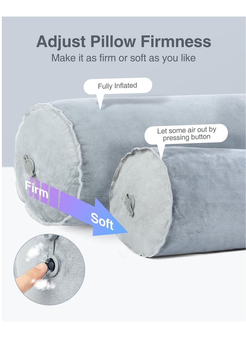 Luxtude Inflatable Body Pillow for Adults Kids, Travel Body Pillow Hug Pillow, 47Inch Long Bolster Pillow for Bed, Round Cervical Roll Cylinder Pillow for Hugging Sleeping, Back etc.