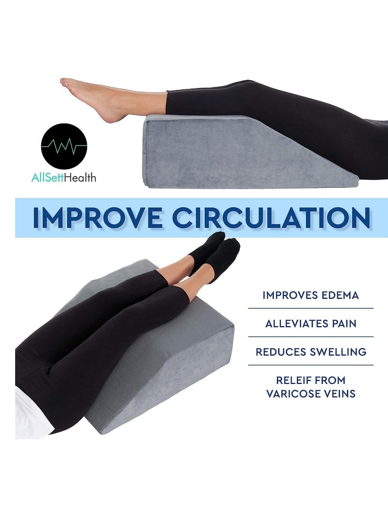 Leg Elevation Pillow - Memory Foam Leg Elevating Pillow | Leg Rest Wedge - Leg Pillow Elevation Blood Circulation | Relieves and Recovers Foot & Ankle Injuries | Foot Elevation Pillows for Swelling