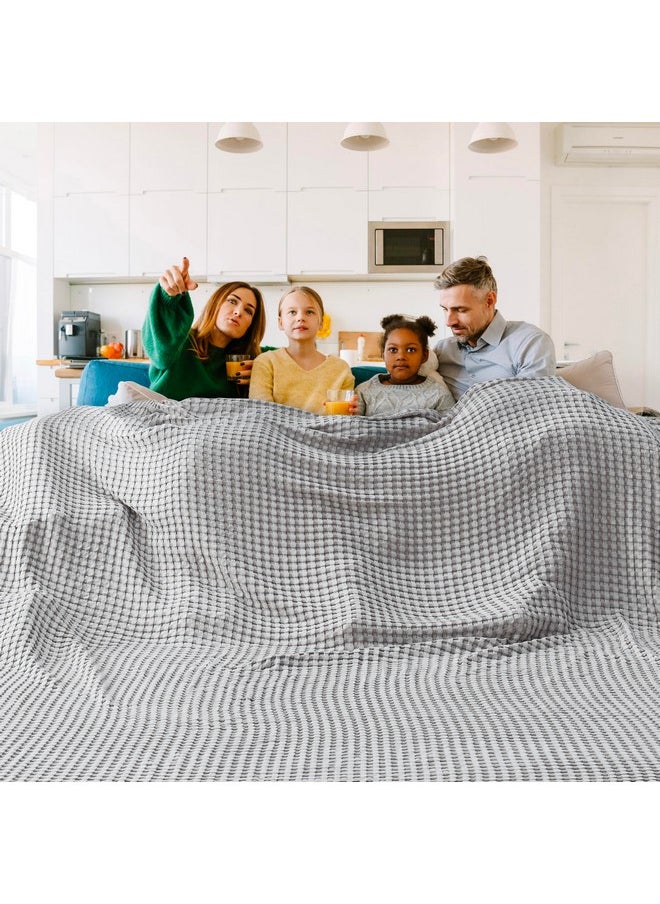 Bedsure Cooling Cotton Waffle Oversized King Blanket - Lightweight Breathable Rayon Derived from Bamboo for Hot Sleepers, Luxury Throws for Bed and Sofa, Grey, 120x96 Inches