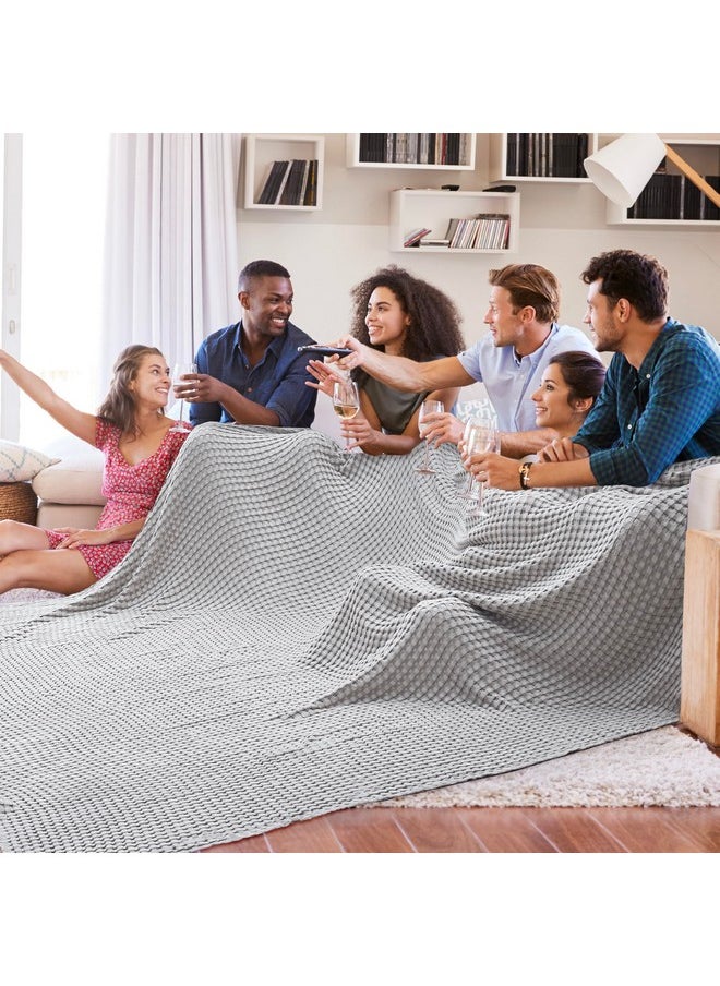 Bedsure Cooling Cotton Waffle Oversized King Blanket - Lightweight Breathable Rayon Derived from Bamboo for Hot Sleepers, Luxury Throws for Bed and Sofa, Grey, 120x96 Inches