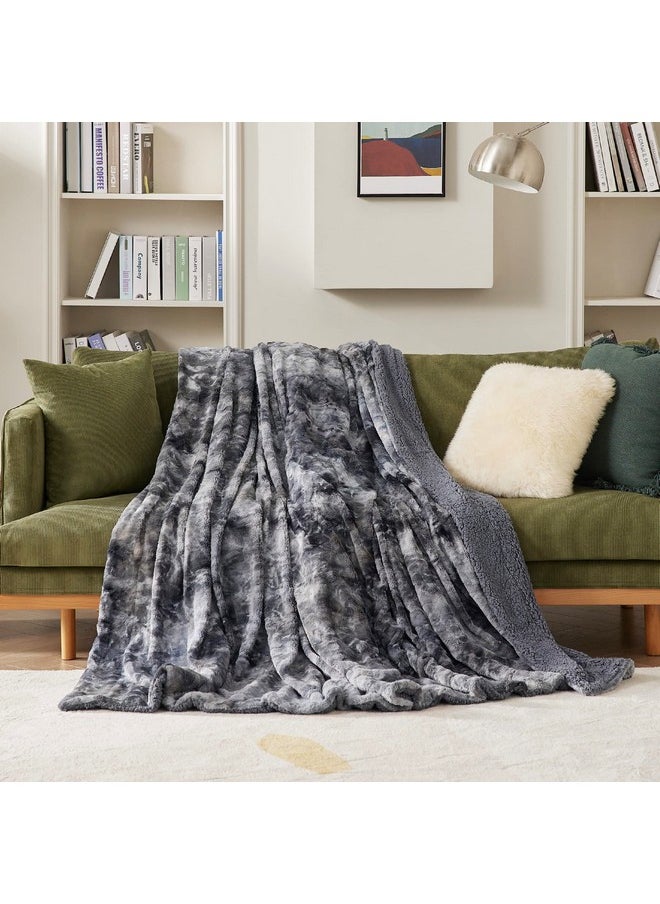 Bedsure Fuzzy Blanket King Size - Grey, Soft and Warm Sherpa, Plush and Furry Faux Fur, Reversible King Blankets for Bed, 108x90 Inches