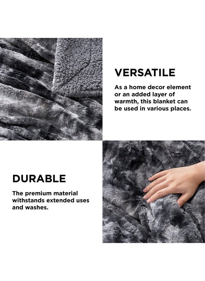 Bedsure Fuzzy Blanket King Size - Grey, Soft and Warm Sherpa, Plush and Furry Faux Fur, Reversible King Blankets for Bed, 108x90 Inches