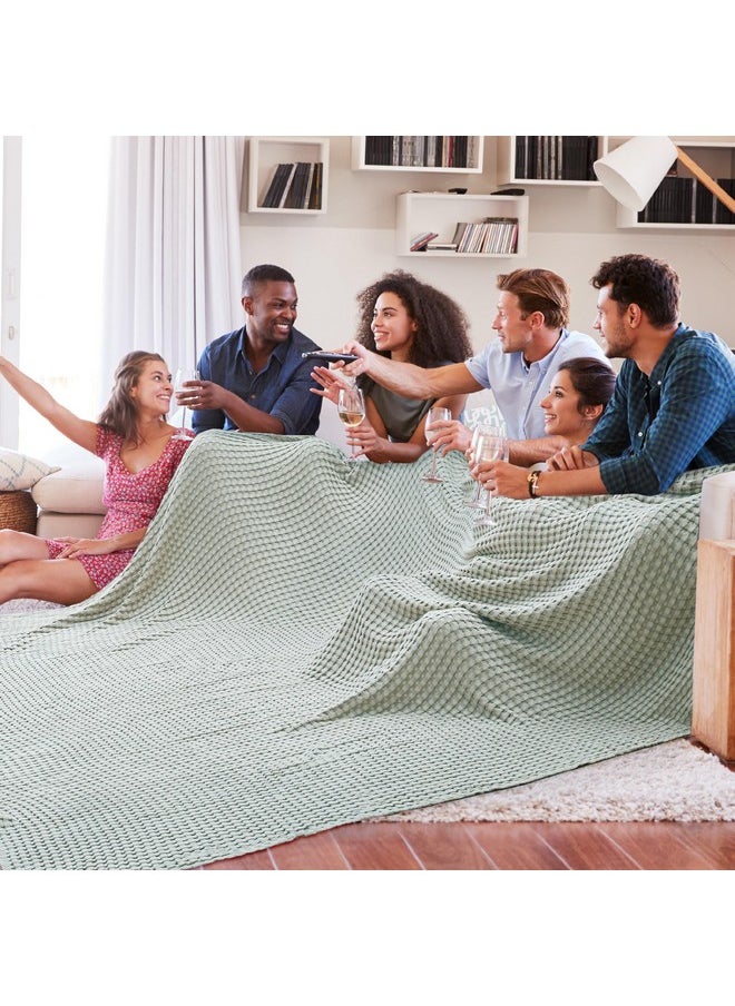 Bedsure Cooling Cotton Waffle Oversized King Blanket - Lightweight Breathable Rayon Derived from Bamboo for Hot Sleepers, Luxury Throws for Bed and Sofa, Sage Green, 120x96 Inches