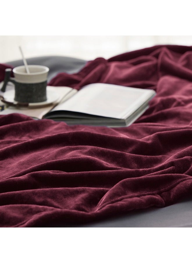 Bedsure Fleece Blanket Twin Blanket Burgundy - 300GSM Soft Lightweight Plush Cozy Twin Blankets for Bed, Sofa, Couch, Travel, Camping, 60x80 inches