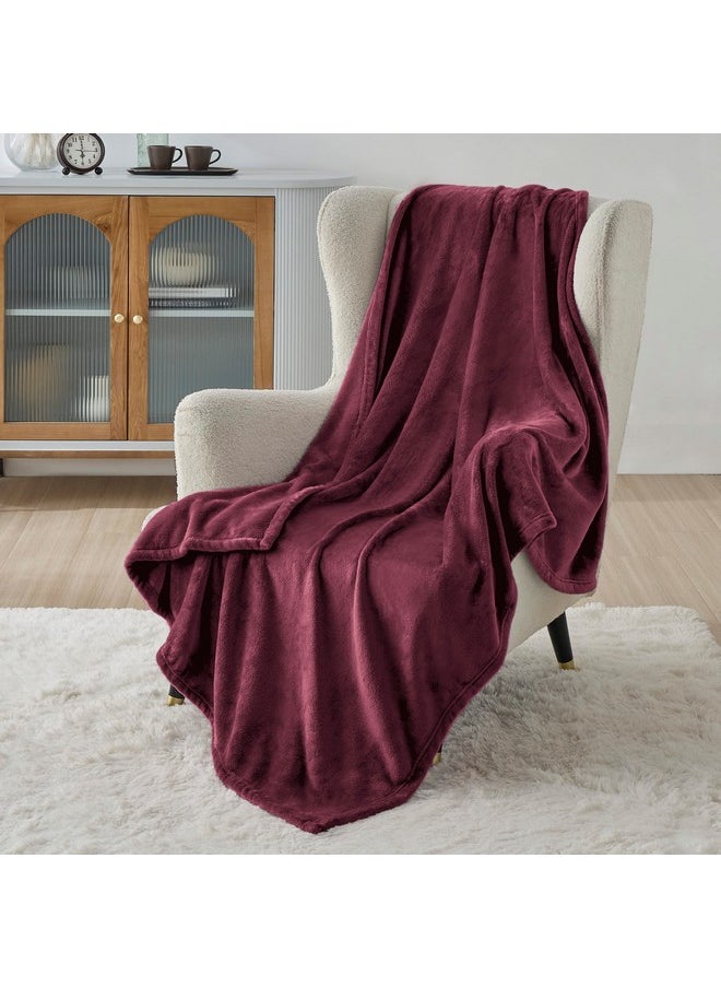 Bedsure Fleece Blanket Twin Blanket Burgundy - 300GSM Soft Lightweight Plush Cozy Twin Blankets for Bed, Sofa, Couch, Travel, Camping, 60x80 inches