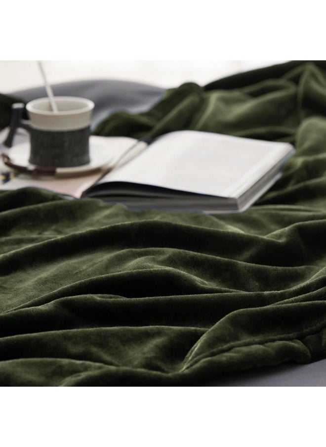 Bedsure Fleece Blanket Twin Blanket Olive Green - 300GSM Soft Lightweight Plush Cozy Twin Blankets for Bed, Sofa, Couch, Travel, Camping, 60x80 inches