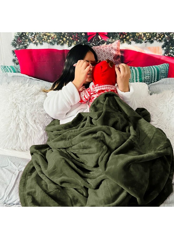 Bedsure Fleece Blanket Twin Blanket Olive Green - 300GSM Soft Lightweight Plush Cozy Twin Blankets for Bed, Sofa, Couch, Travel, Camping, 60x80 inches