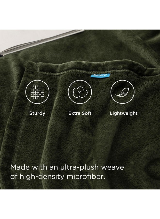 Bedsure Fleece Blanket Twin Blanket Olive Green - 300GSM Soft Lightweight Plush Cozy Twin Blankets for Bed, Sofa, Couch, Travel, Camping, 60x80 inches