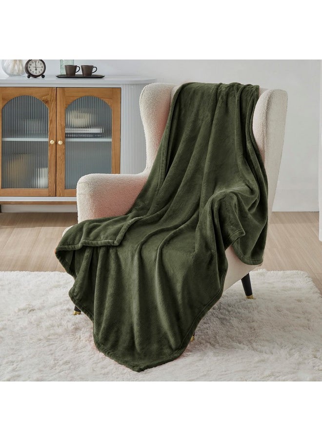 Bedsure Fleece Blanket Twin Blanket Olive Green - 300GSM Soft Lightweight Plush Cozy Twin Blankets for Bed, Sofa, Couch, Travel, Camping, 60x80 inches