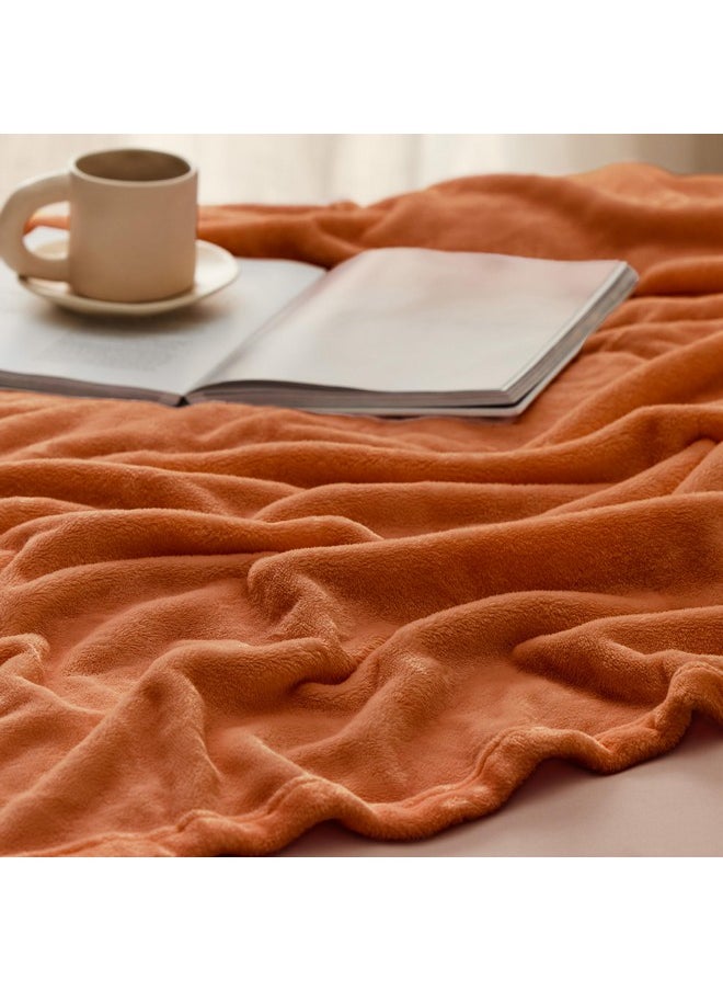 Bedsure Burnt Orange Throw Blankets Fleece Blanket Throw Blanket Mango - 300GSM Soft Lightweight Plush Cozy Blankets for Bed, Sofa, Couch, Travel, Camping